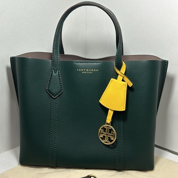 TORY BURCH Perry Small Leather Satchel Crossbody Shoulder Bag  Green - Picture 2 of 12